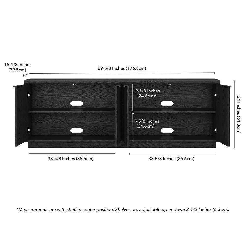 Mansfield Rectangular TV Stand for TV's up to 78" in Black Grain. Picture 5