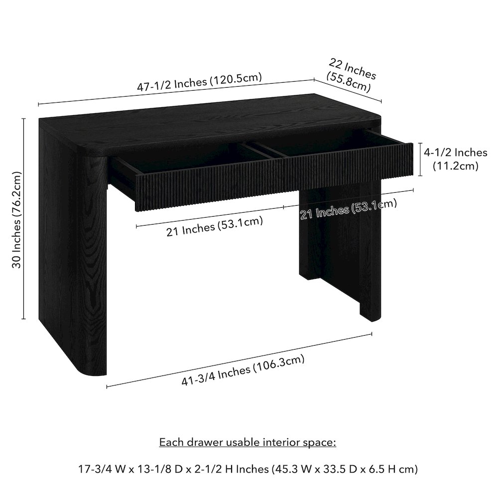 Palmera 47.5" Wide Rectangular Desk in Black Grain. Picture 3