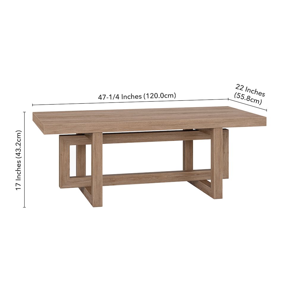Breslow 47" Wide Rectangular Coffee Table in Antiqued Gray Oak. Picture 5