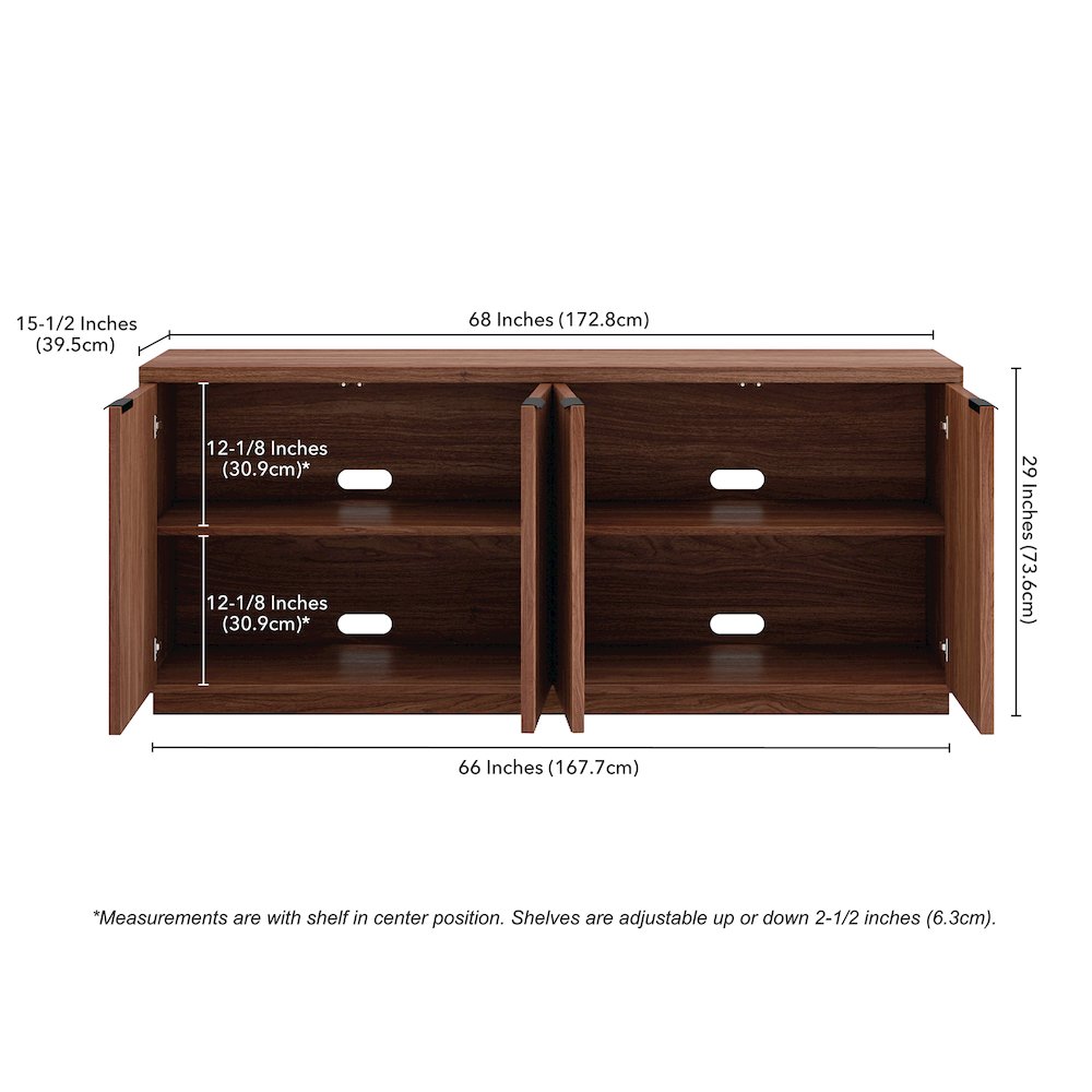 Mansfield 68" Wide Rectangular Buffet Table in Satin Walnut. Picture 5
