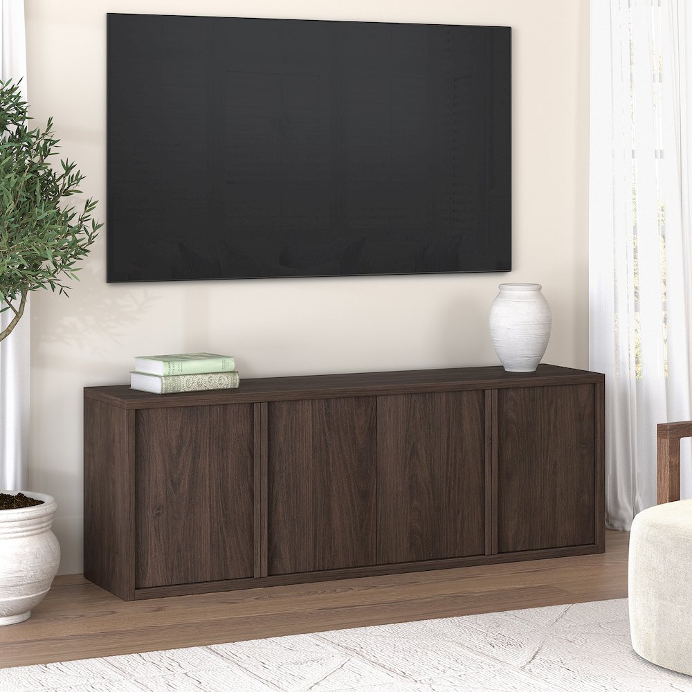 Savin Rectangular TV Stand for TV's up to 75" in Alder Brown. Picture 5