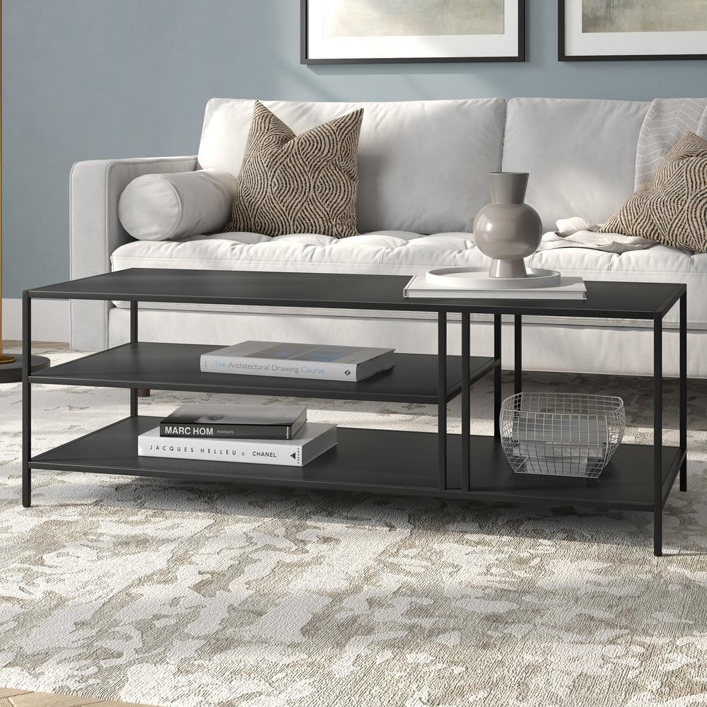 Cortland 48'' Wide Rectangular Coffee Table in Blackened Bronze. Picture 2