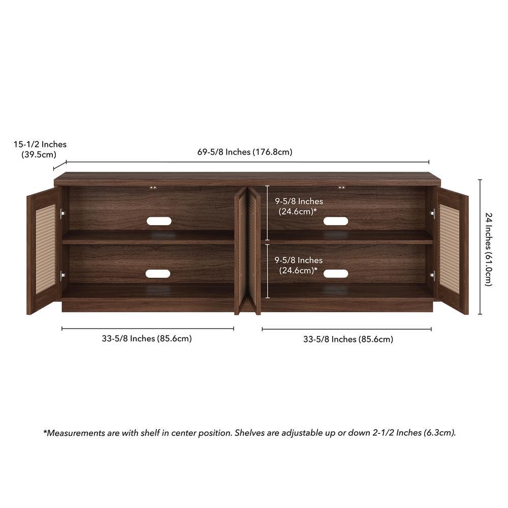 Pryce Rectangular TV Stand for TV's up to 78" in Satin Walnut. Picture 3