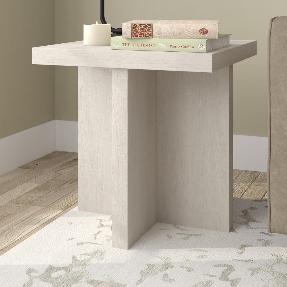 Elna 22" Wide Square Side Table in Alder White. Picture 2