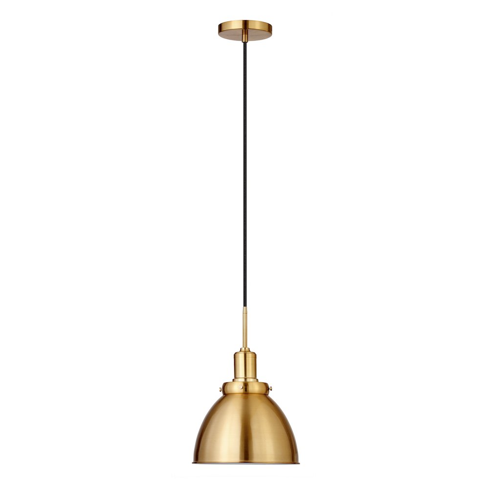 12" Industrial Pendant Light Fixture with Gold Metal Dome Shade, 8' Cord, Gold. Picture 4