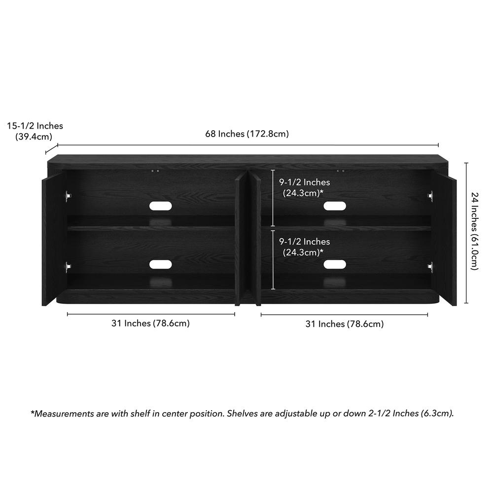 Easton Rectangular TV Stand for TV's up to 75" in Black Grain. Picture 5