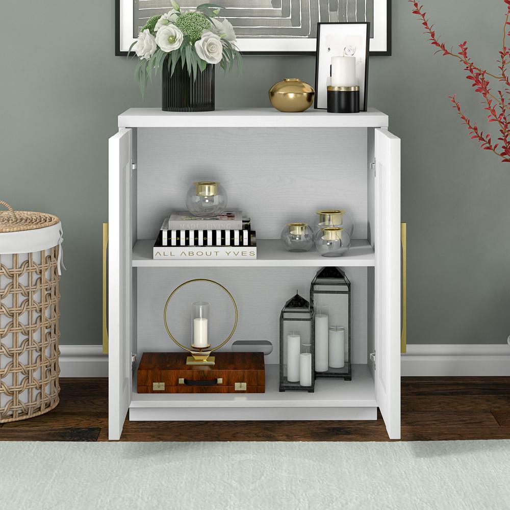 28" Accent Cabinet, Modern Sideboard Buffet Cabinet with 2 Panel Doors, White. Picture 4