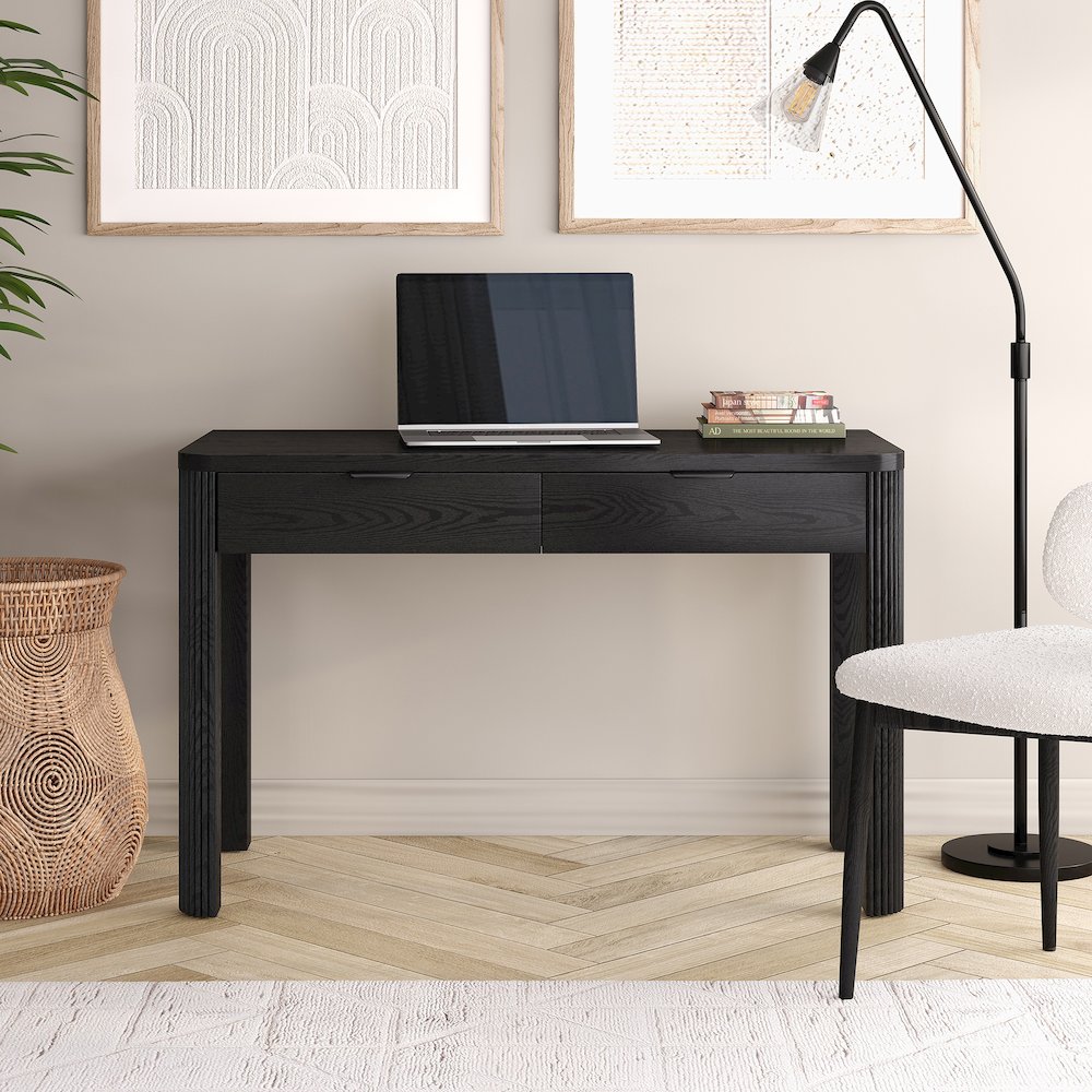 Lonsdale 48'' Wide Rectangular Desk in Black Grain. Picture 4