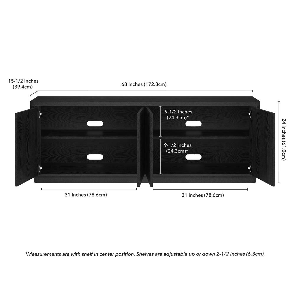 Plympton Rectangular TV Stand for TV's up to 75" in Black Grain. Picture 5