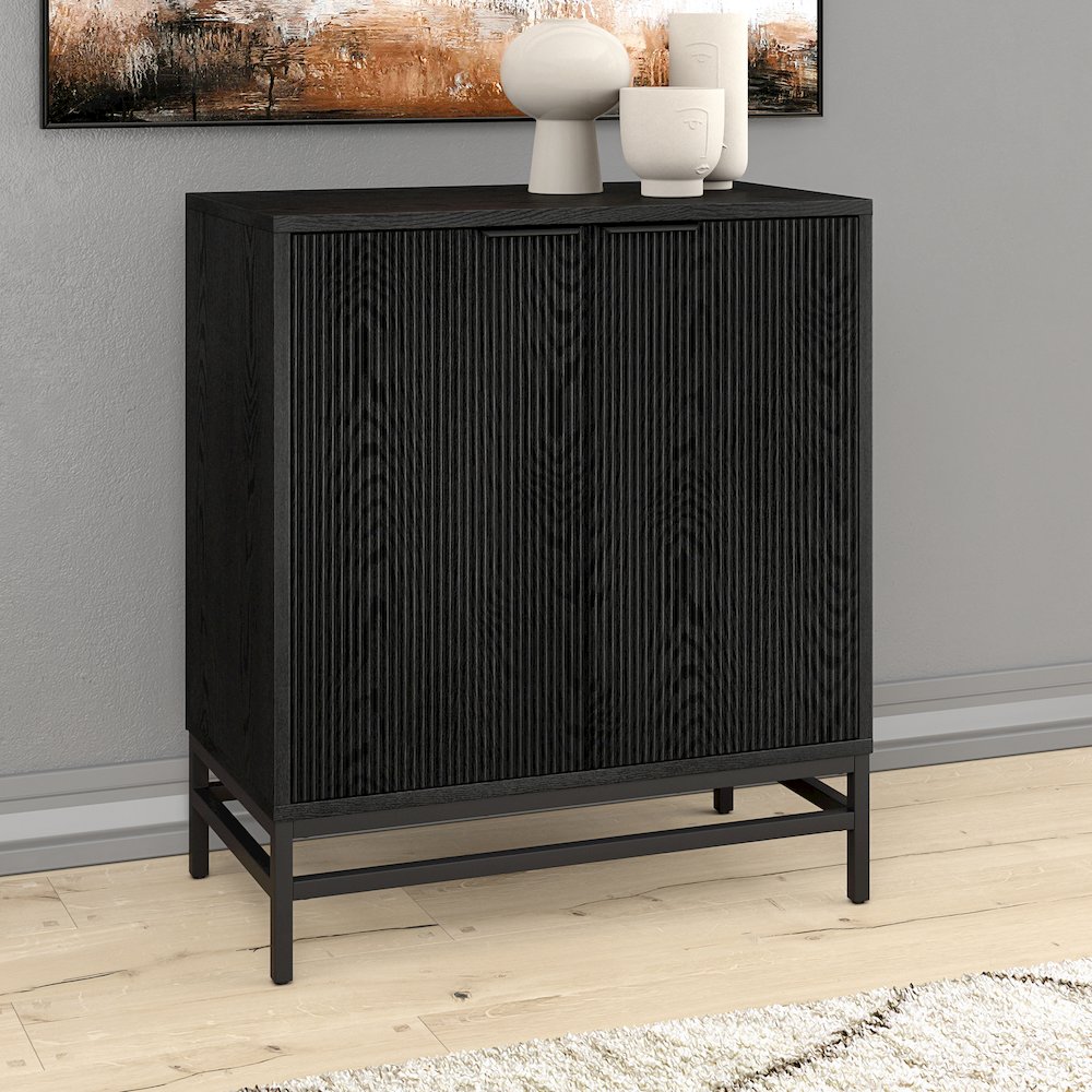 Montello 28" Wide Rectangular Accent Cabinet in Black Grain. Picture 3