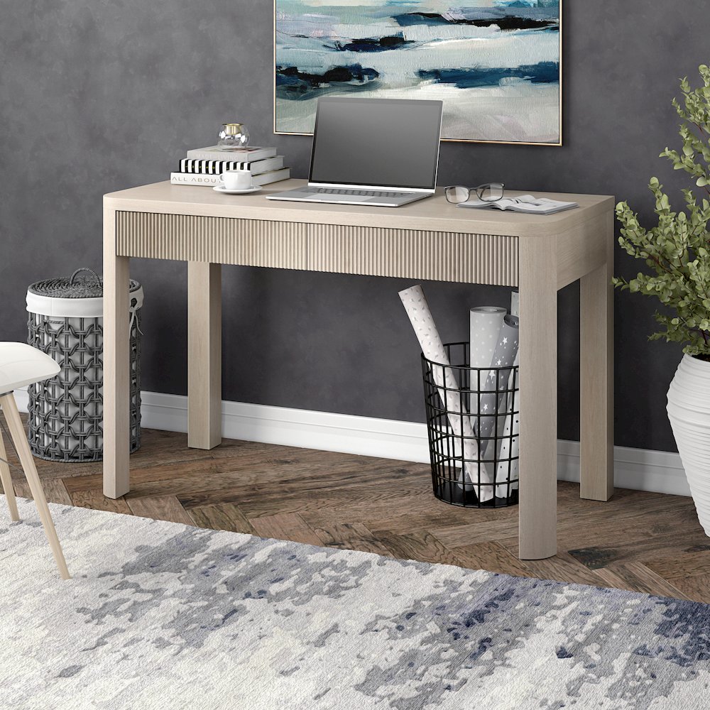 Mendoza 48'' Wide Rectangular Desk in Alder White. Picture 3