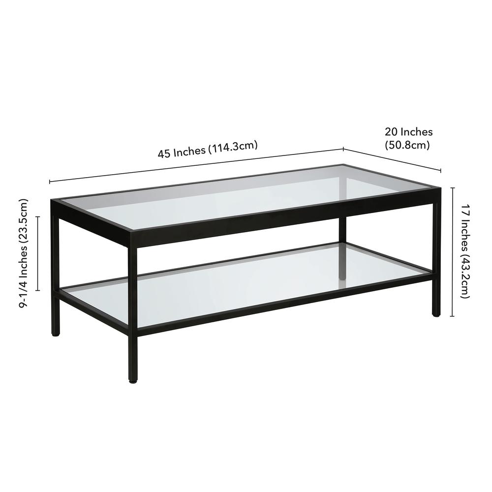 Alexis 45'' Wide Rectangular Coffee Table in Blackened Bronze. Picture 5