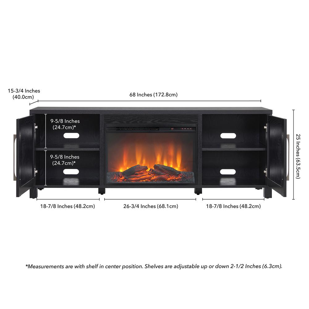 Chabot Rectangular TV Stand with 26" Log Fireplace for TV's up to 80" in Black Grain. Picture 5
