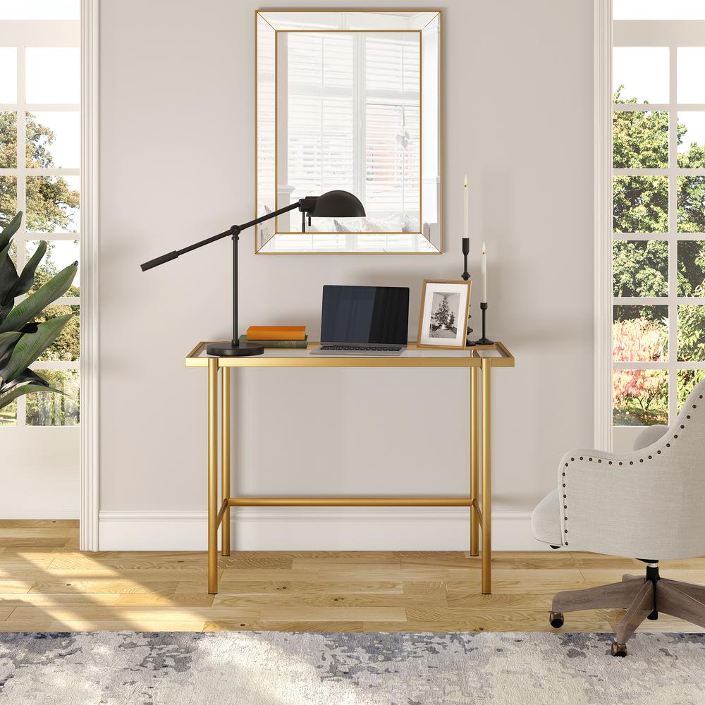 Dexter 23.25" Tall Boom Arm Table Lamp with Metal Shade in Blackened Bronze/Blackened Bronze. Picture 3