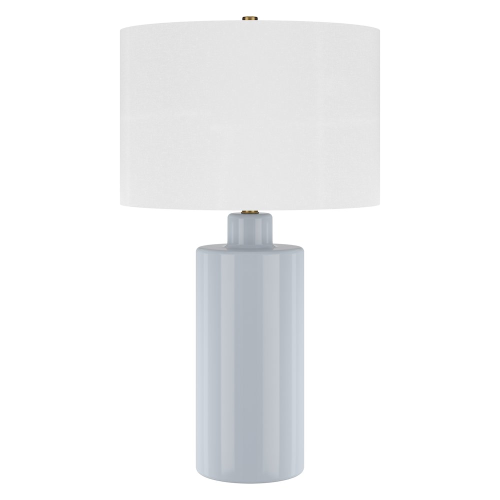 Selina 25" Tall Ceramic Table Lamp with Fabric Shade in Smoky Blue/White. Picture 1