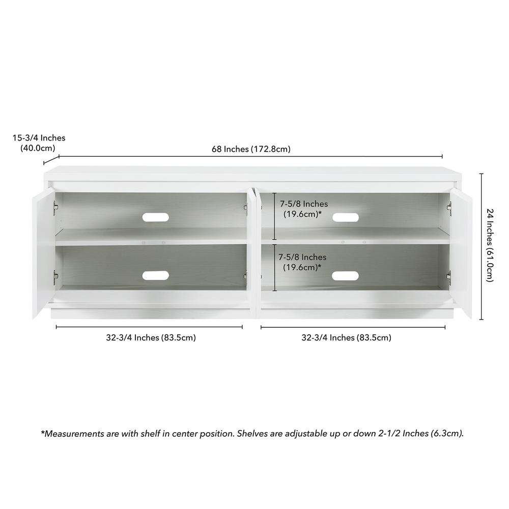 Presque Rectangular TV Stand for TV's up to 80" in White. Picture 5