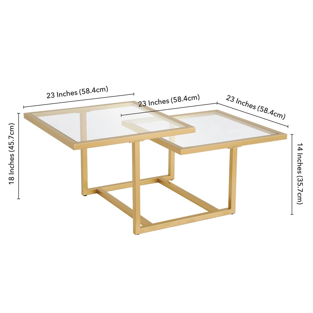 Amalie 43'' Wide Square Coffee Table in Brass. Picture 5
