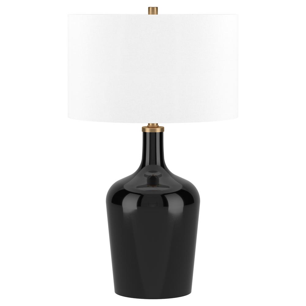 Sebago 25" Tall Table Lamp with Fabric Shade in Black/White. Picture 1