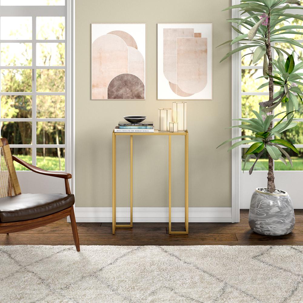 Oscar 22'' Wide Rectangular Console Table in Brass. Picture 4