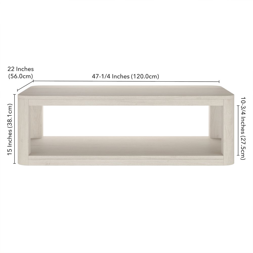 Stellan 47" Wide Rectangular Coffee Table in Alder White. Picture 5