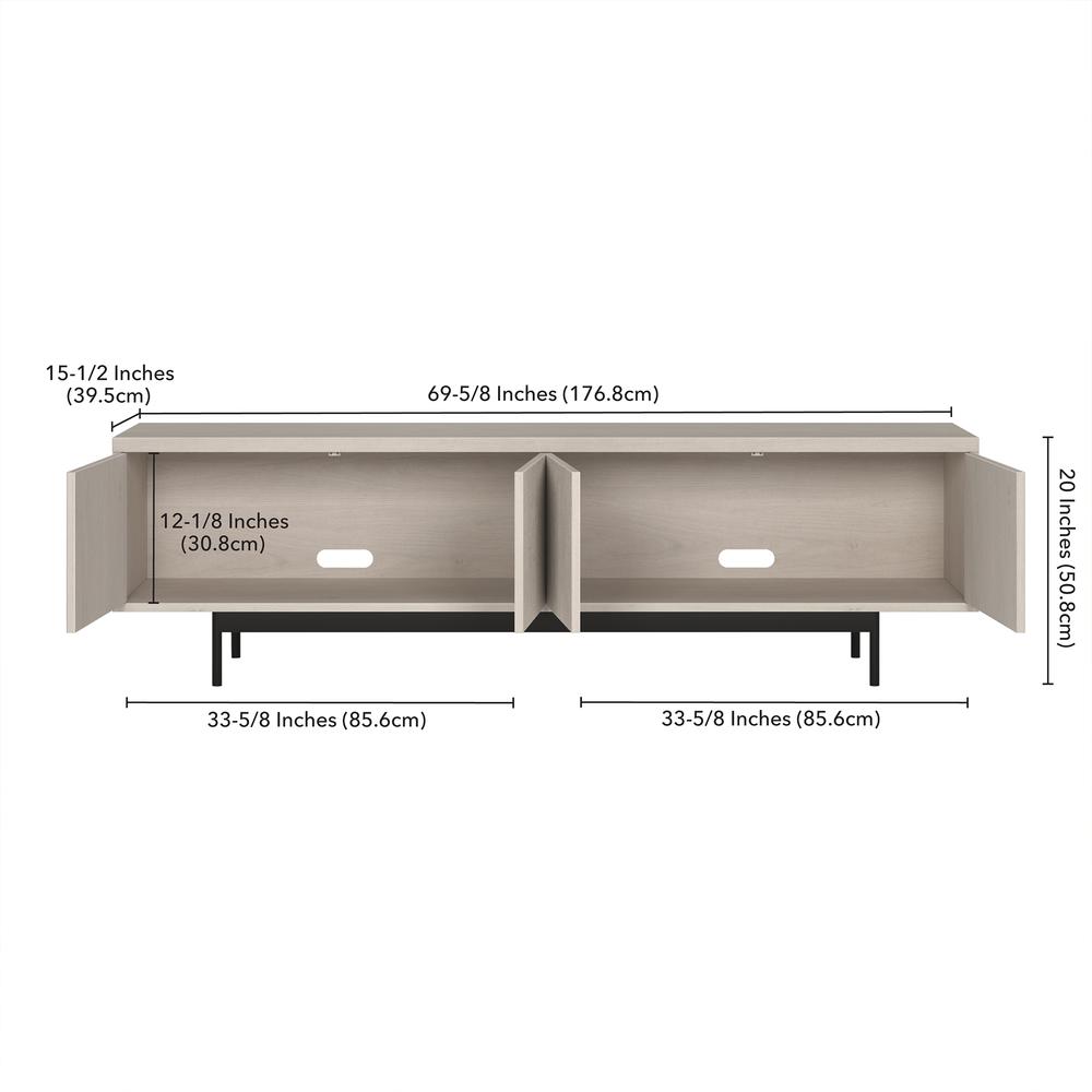 Whitman Rectangular TV Stand for TV's up to 75" in Alder White. Picture 4