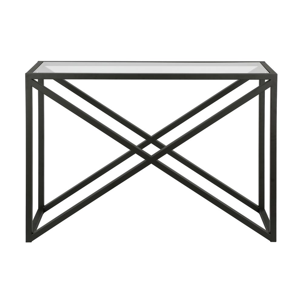 Calix 42'' Wide Rectangular Console Table in Blackened Bronze. Picture 3