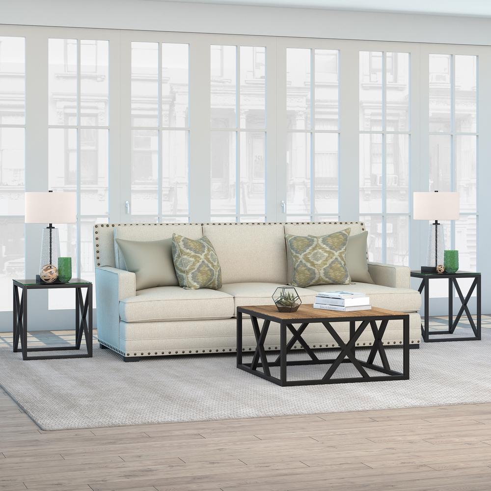 Jedrek 35'' Wide Square Coffee Table in Blackened Bronze/Rustic Oak. Picture 4