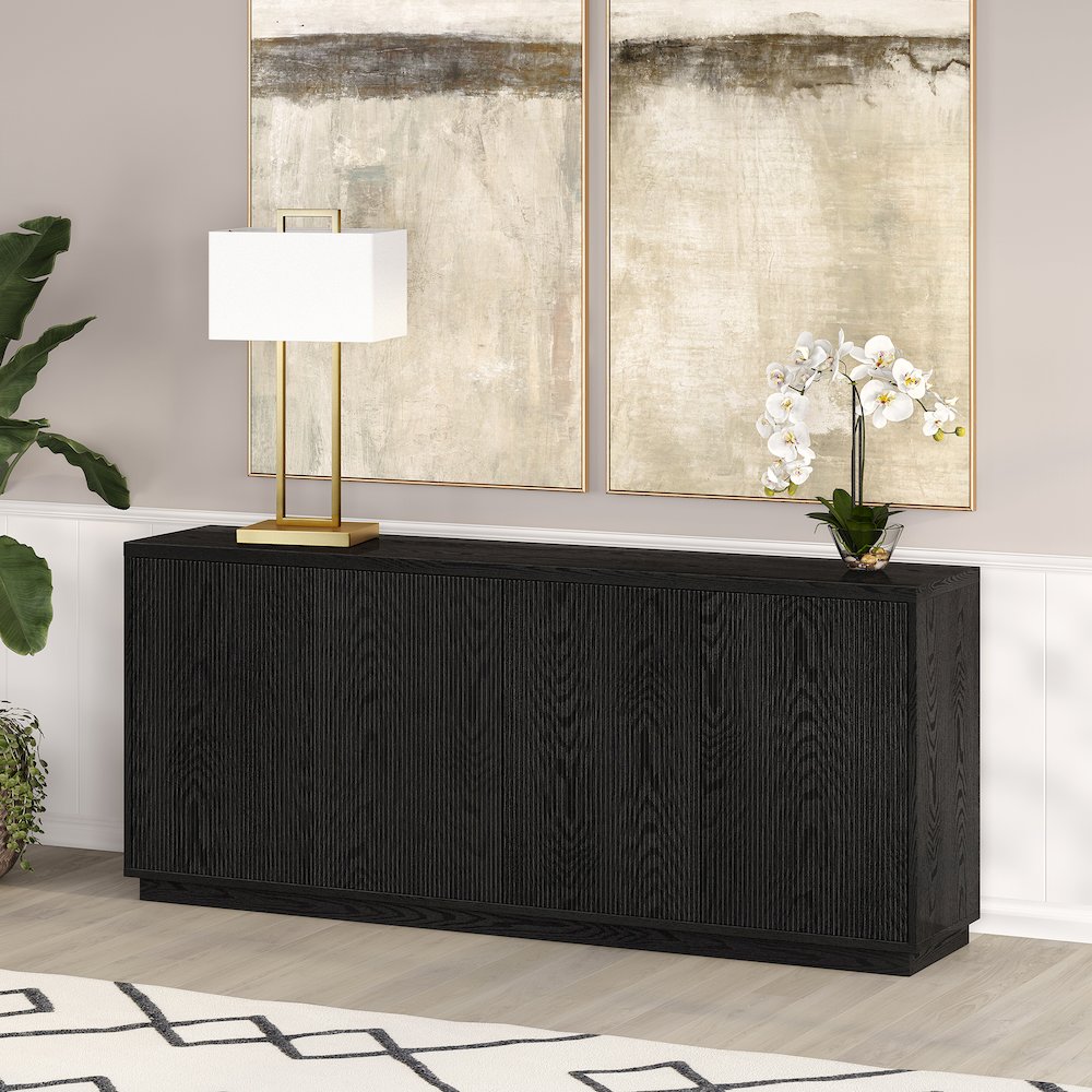 Alston 68" Wide Rectangular Buffet Table in Black Grain. Picture 4