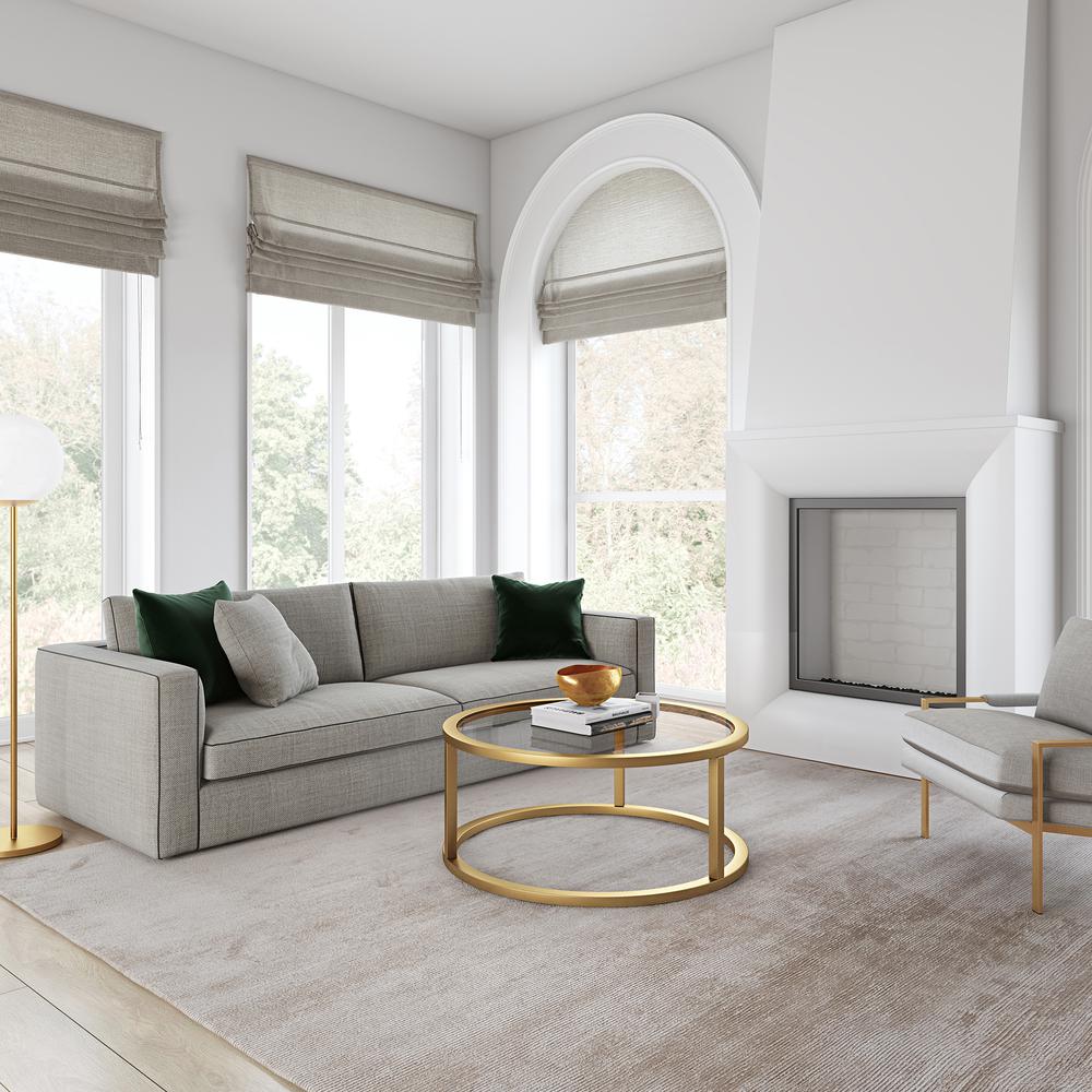 Parker 35'' Wide Round Coffee Table in Brass. Picture 4