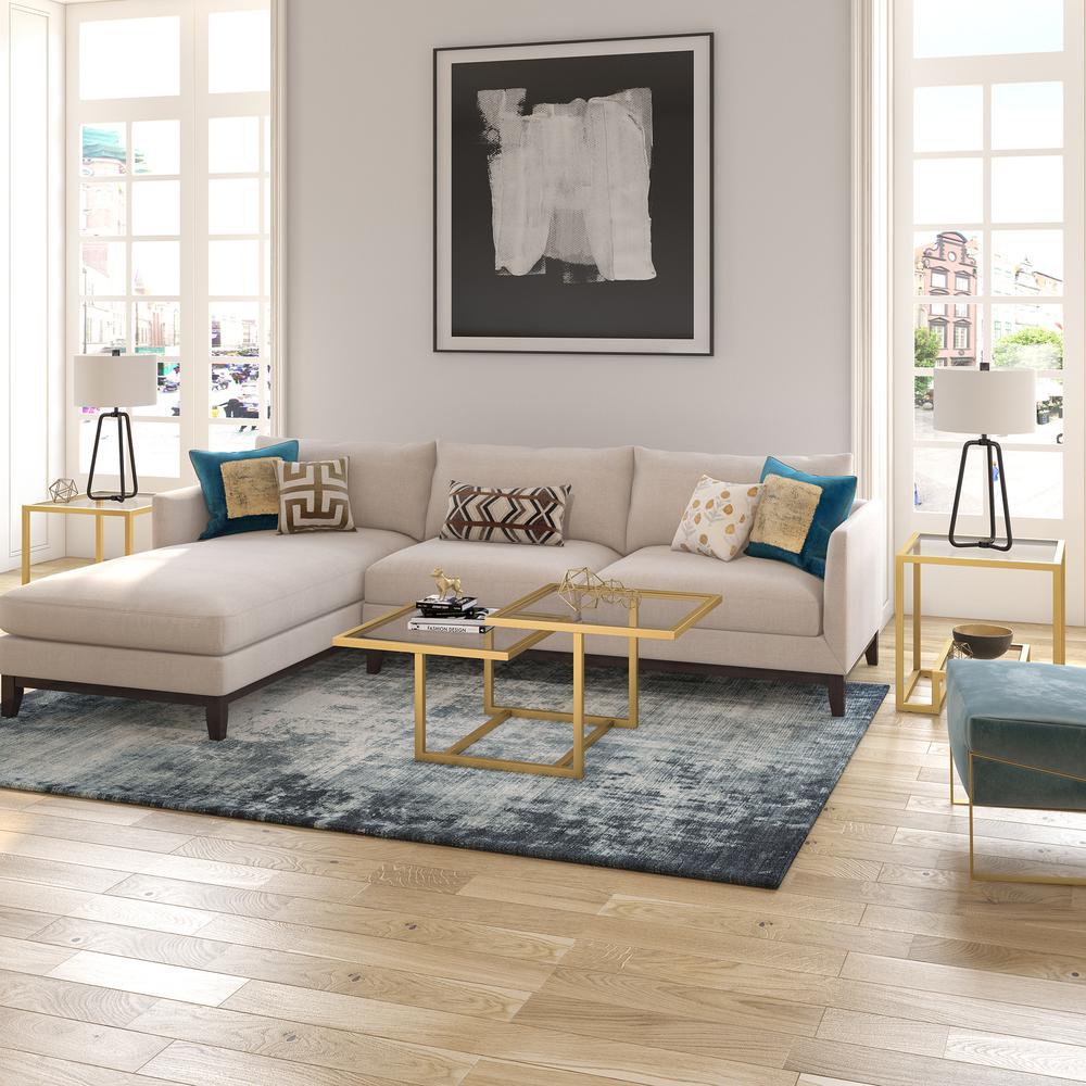 Amalie 43'' Wide Square Coffee Table in Brass. Picture 4