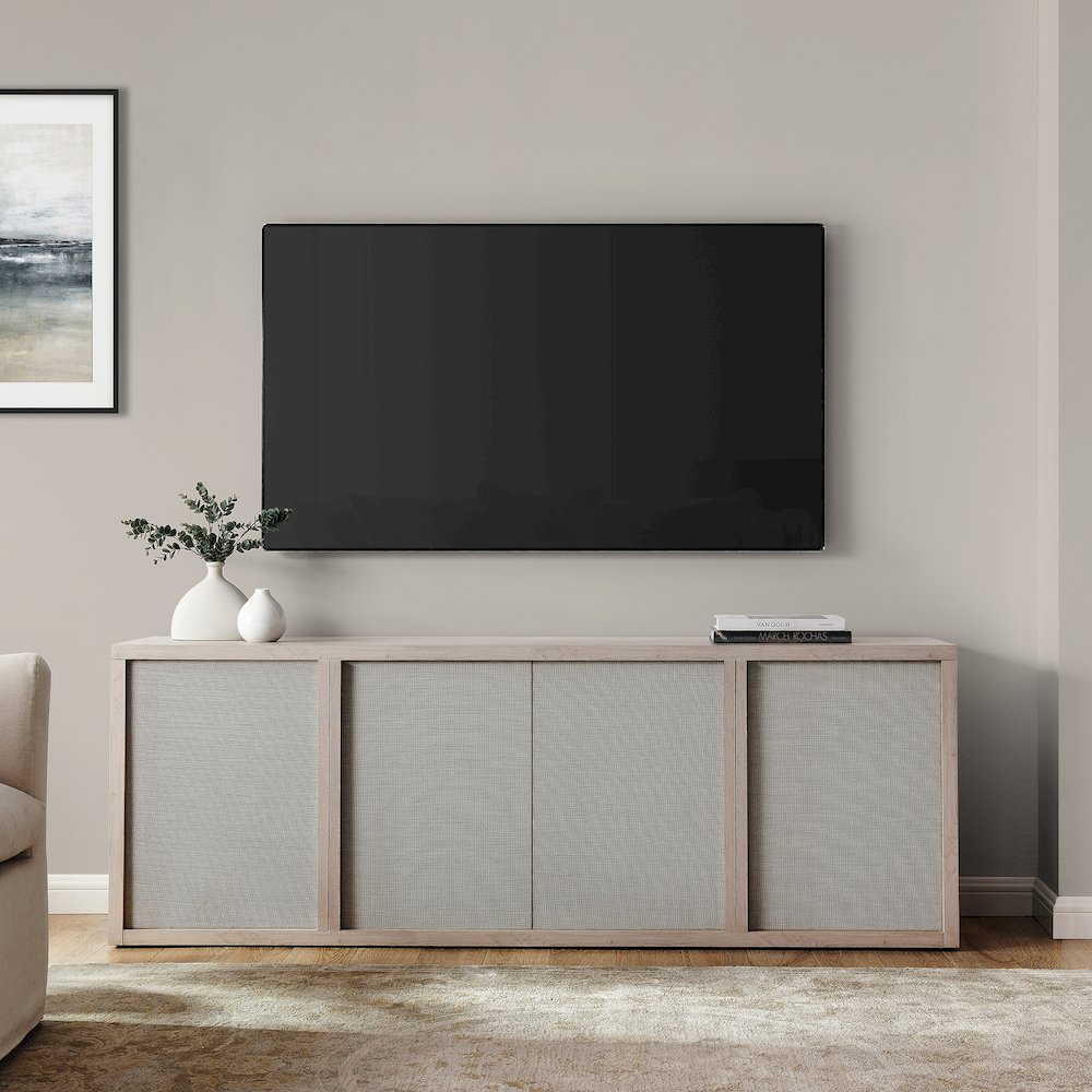 Kai Rectangular TV Stand for TV's up to 75" in Alder White. Picture 4