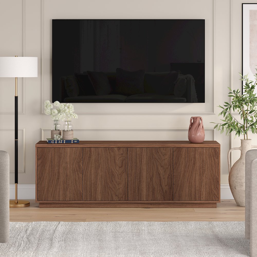 Hanson Rectangular TV Stand for TV's up to 75" in Satin Walnut. Picture 3
