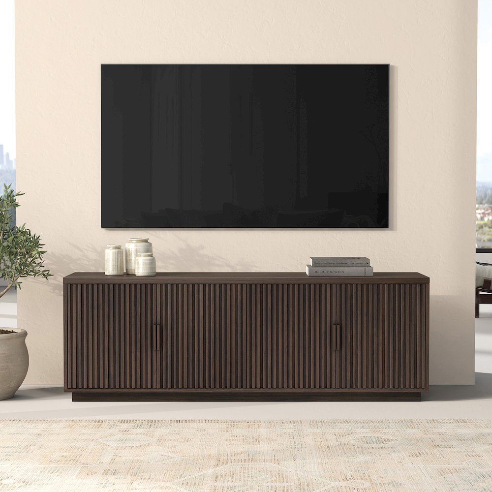 Mero Rectangular TV Stand for TV's up to 75" in Alder Brown. Picture 4