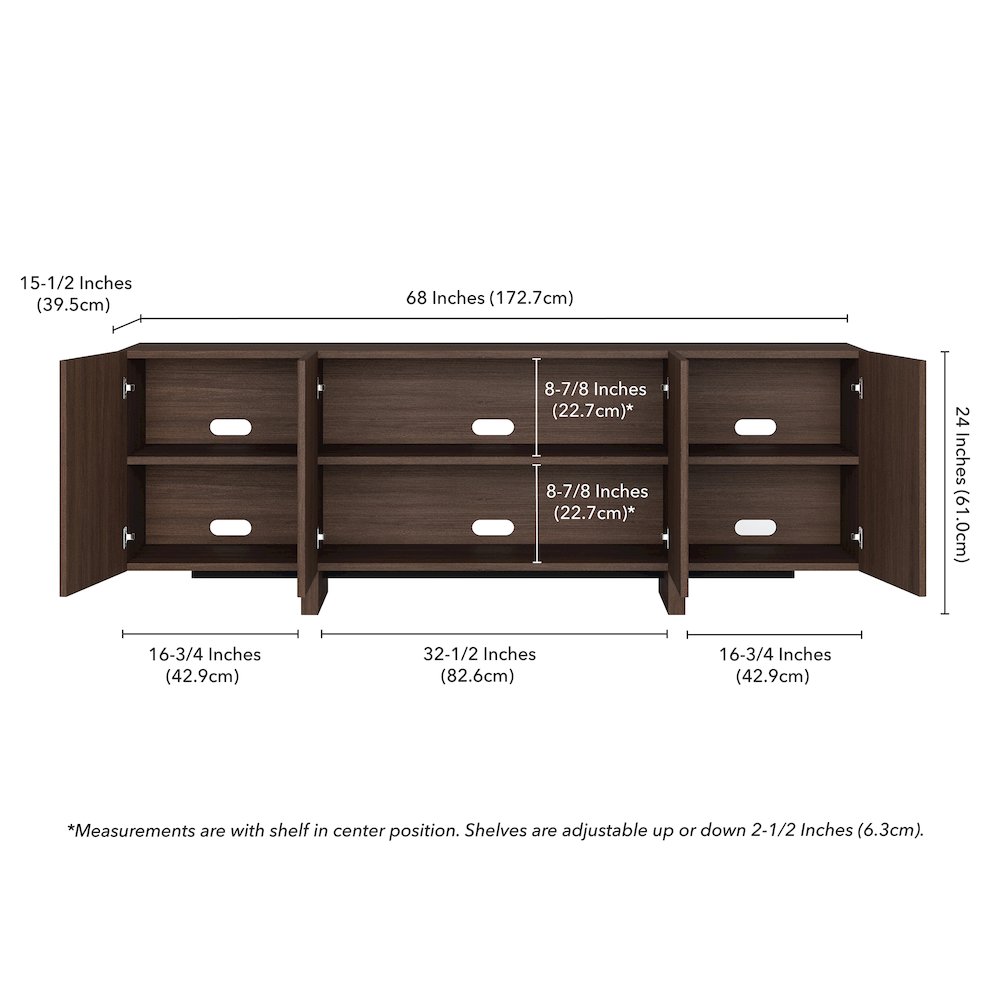 Henn&Hart Fluted TV Stand for TVs up to 75'' with 4 Ribbed Doors, 3 Storage. Picture 6
