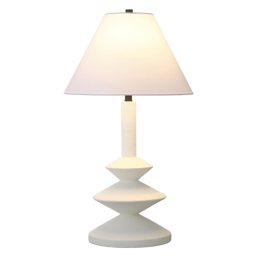 Abilene 28" Tall Triple Gourd Lamp with Fabric Shade in Matte White/White. Picture 2