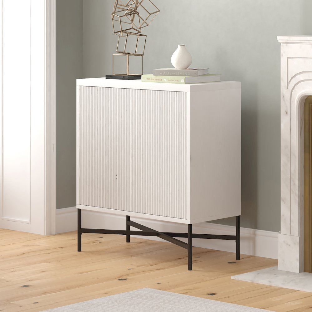 Henn&Hart 28" Fluted Accent Cabinet, Ribbed Modern Sideboard Buffet Cabinet. Picture 5