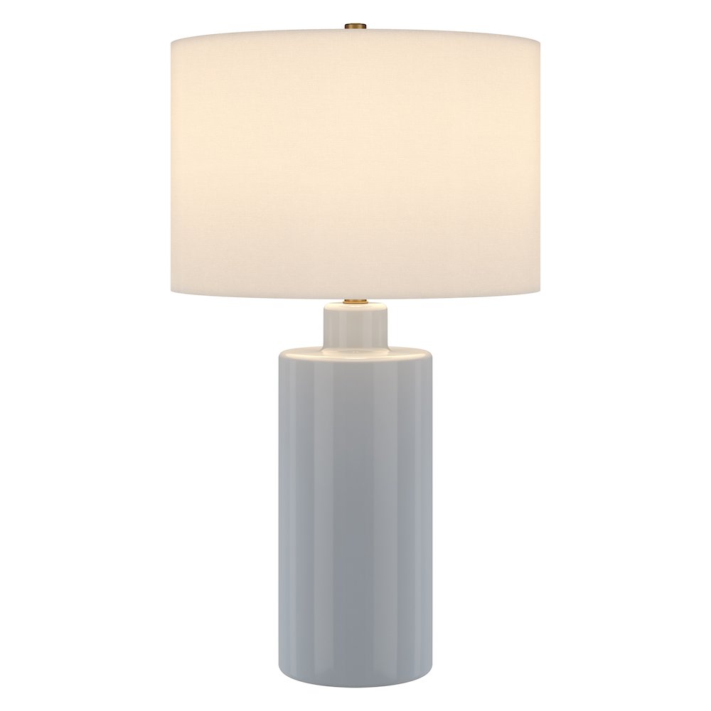 Selina 25" Tall Ceramic Table Lamp with Fabric Shade in Smoky Blue/White. Picture 2