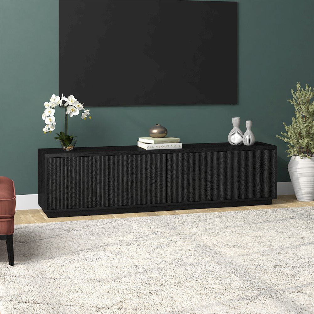 Hanson Rectangular TV Stand for TV's up to 85" in Black Grain. Picture 4