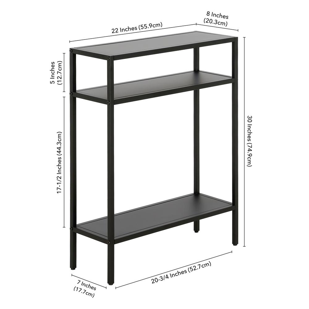 Ricardo 22'' Wide Rectangular Console Table with Metal Shelves in Blackened Bronze. Picture 5