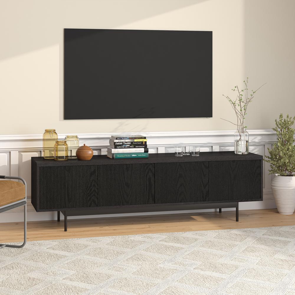 Whitman Rectangular TV Stand for TV's up to 75" in Black Grain. Picture 4