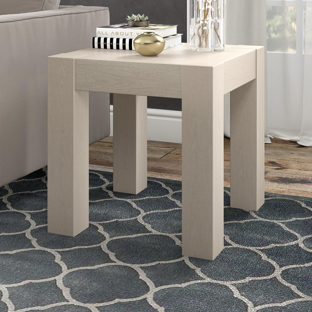 Langston 22" Wide Square Side Table in Alder White. Picture 2