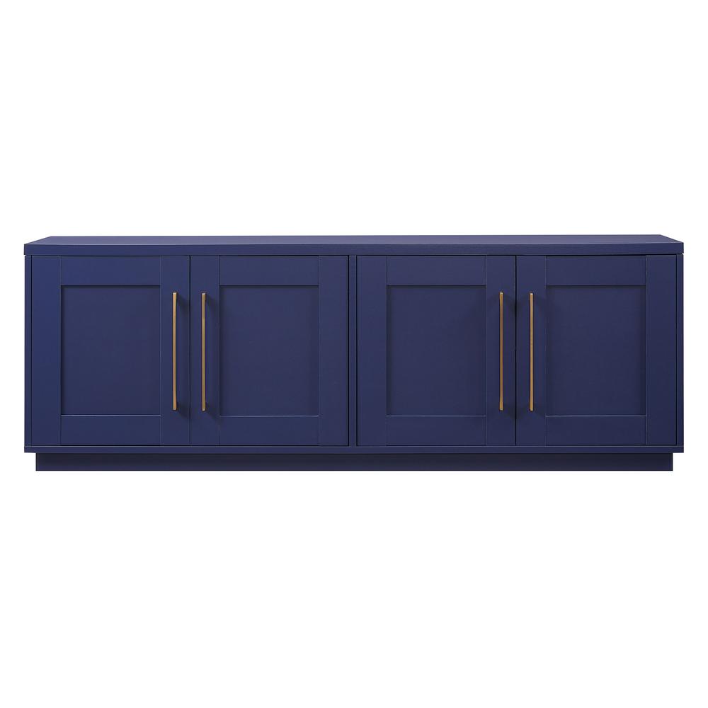 TV Stand for TVs up to 75" with 2 Concealed Storage Cabinets, Dark Blue. Picture 3