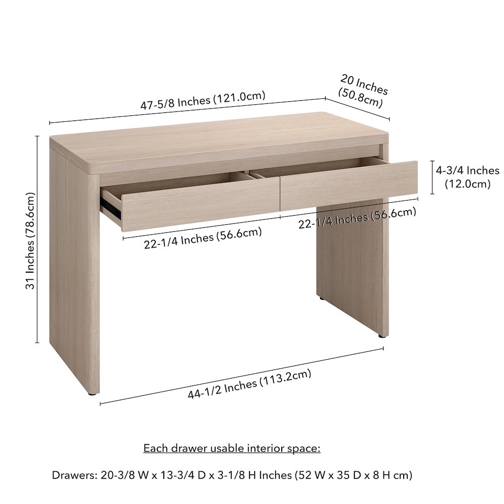 Ashcroft 48'' Wide Rectangular Desk in Alder White. Picture 5