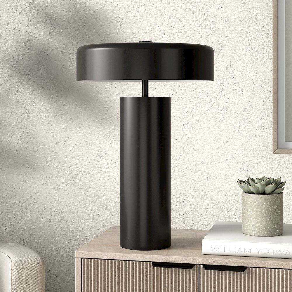 Nash 24" Tall Table Lamp with Metal Shade in Blackened Bronze/Blackened Bronze. Picture 3