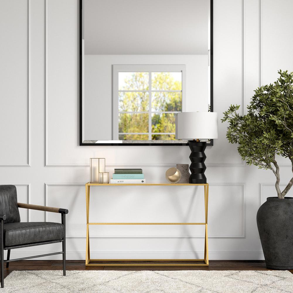 Sabrina 45'' Wide Rectangular Console Table in Brass. Picture 4