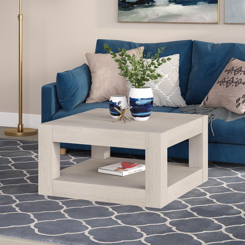 Hughes 32" Wide Square Coffee Table in Alder White. Picture 4
