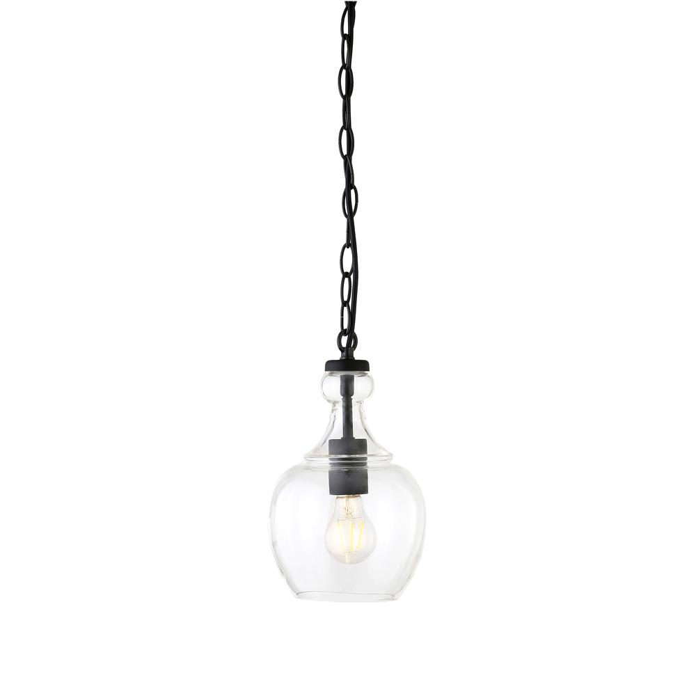 Verona 7" Wide Pendant with Glass Shade in Blackened Bronze/Clear. Picture 4