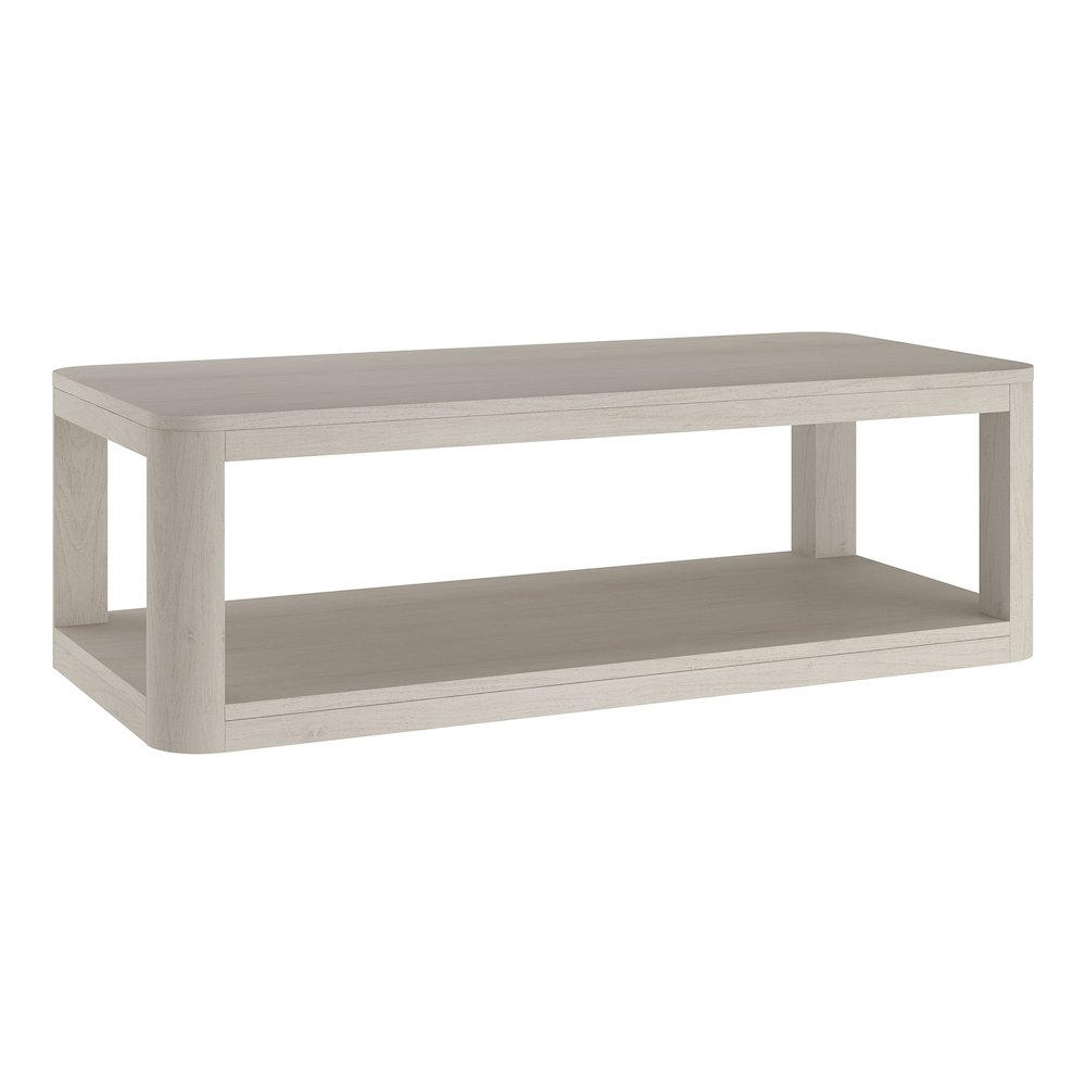 Stellan 47" Wide Rectangular Coffee Table in Alder White. Picture 1