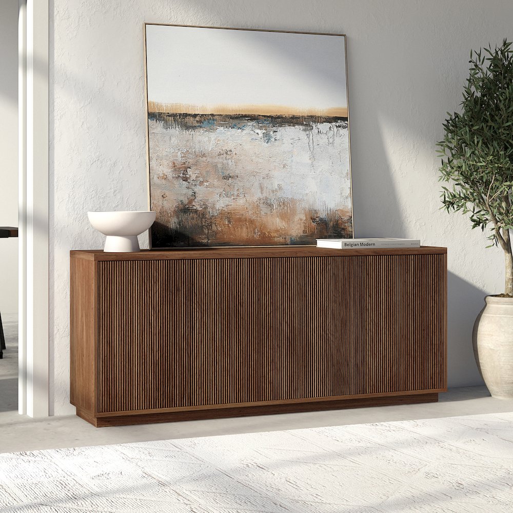 Alston 68" Wide Rectangular Buffet Table in Satin Walnut. Picture 5