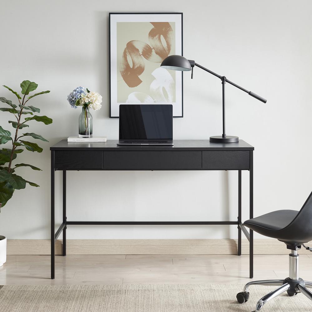 Evans 47.75'' Wide Rectangular Writing Desk in Black. Picture 4